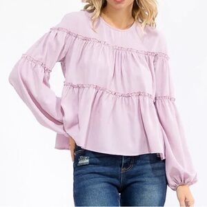 Women's Lavender Ruffled Tiered Top